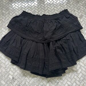 LoveShackFancy Black Ruffle Mini Skirt